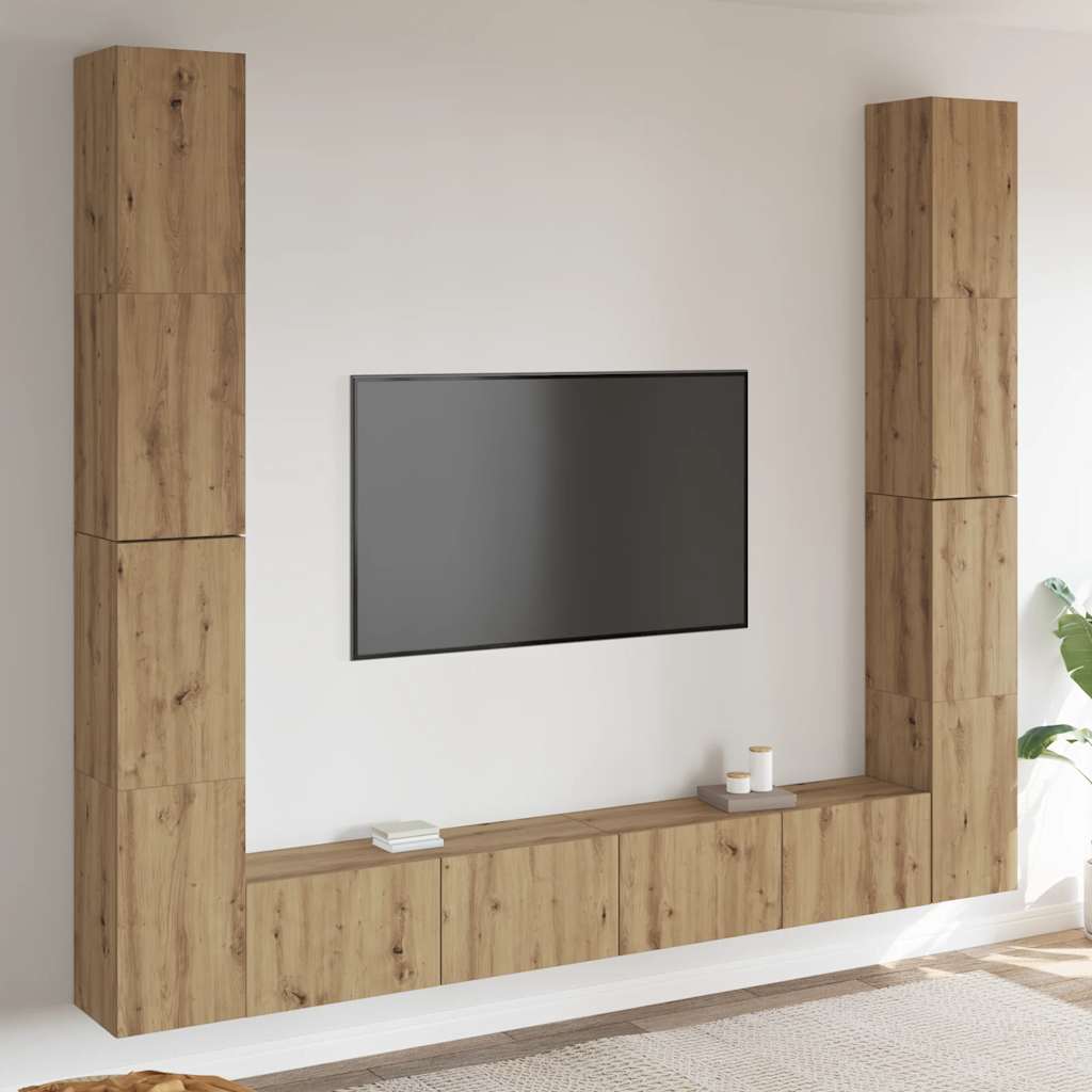 Wall Mounted TV cabinets 6 pcs Artisan Oak Engineered Wood